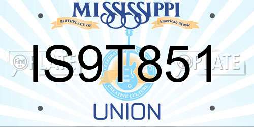 IS9T851 Mississippi License Plate