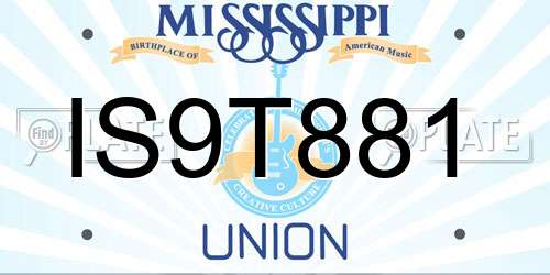 IS9T881 Mississippi License Plate