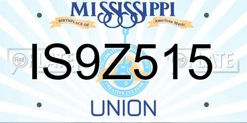 IS9Z515 Mississippi License Plate