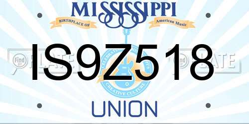 IS9Z518 Mississippi License Plate