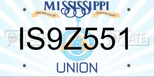 IS9Z551 Mississippi License Plate