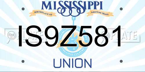 IS9Z581 Mississippi License Plate
