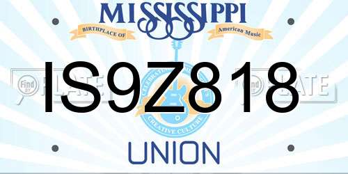 IS9Z818 Mississippi License Plate
