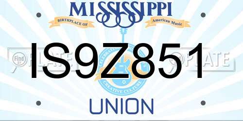 IS9Z851 Mississippi License Plate