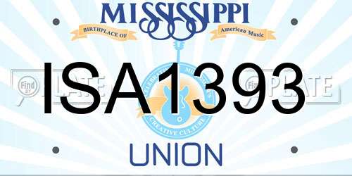 ISA1393 Mississippi License Plate