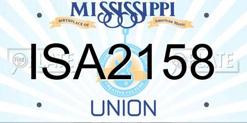 ISA2158 Mississippi License Plate