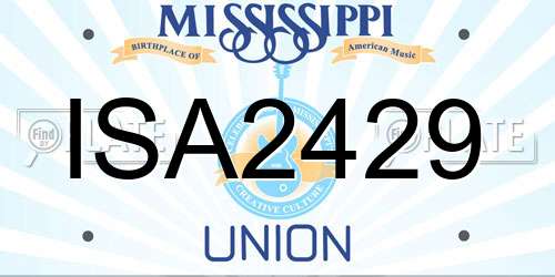 ISA2429 Mississippi License Plate