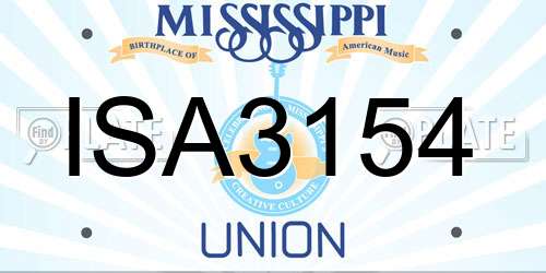 ISA3154 Mississippi License Plate