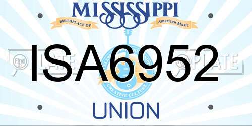 ISA6952 Mississippi License Plate