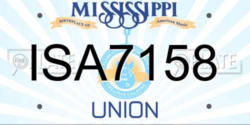 ISA7158 Mississippi License Plate