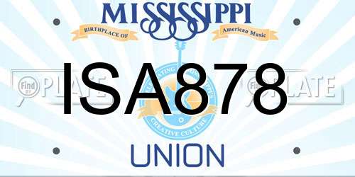 ISA878 Mississippi License Plate