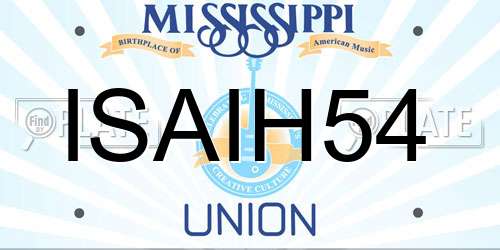 ISAIH54 Mississippi License Plate