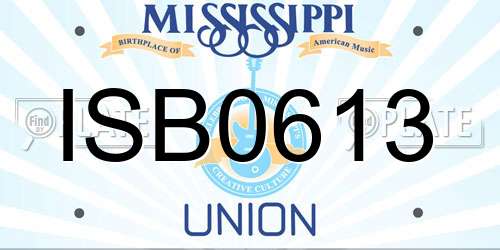 ISB0613 Mississippi License Plate