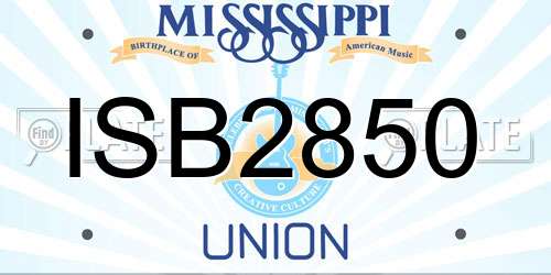 ISB2850 Mississippi License Plate
