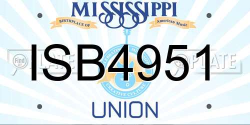 ISB4951 Mississippi License Plate