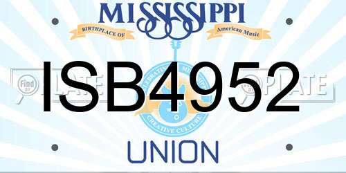 ISB4952 Mississippi License Plate