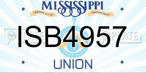 ISB4957 Mississippi License Plate
