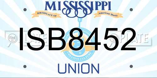 ISB8452 Mississippi License Plate