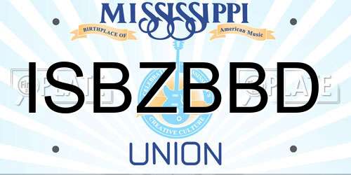 ISBZBBD Mississippi License Plate