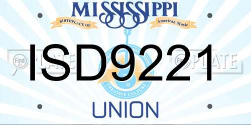 ISD9221 Mississippi License Plate
