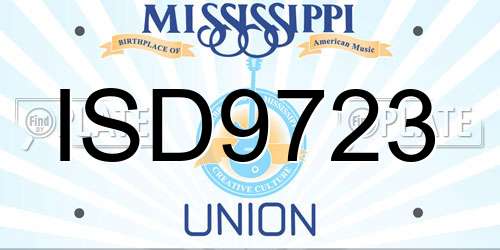 ISD9723 Mississippi License Plate