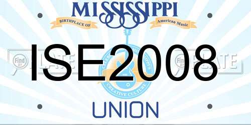 ISE2008 Mississippi License Plate