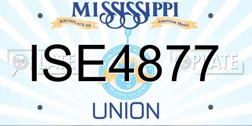 ISE4877 Mississippi License Plate