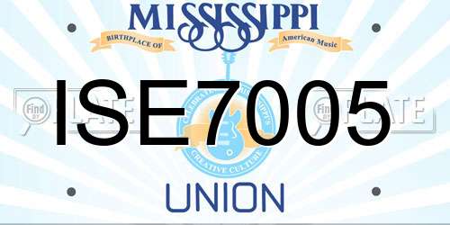 ISE7005 Mississippi License Plate