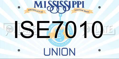 ISE7010 Mississippi License Plate