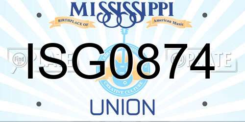 ISG0874 Mississippi License Plate