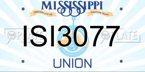 ISI3077 Mississippi License Plate