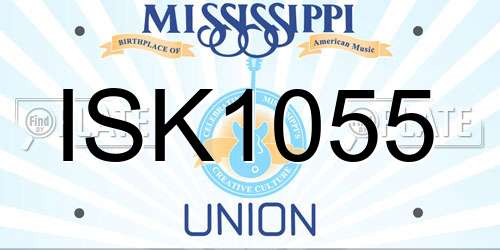 ISK1055 Mississippi License Plate