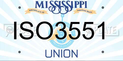 ISO3551 Mississippi License Plate