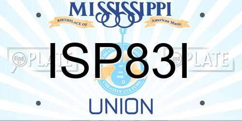 ISP83I Mississippi License Plate
