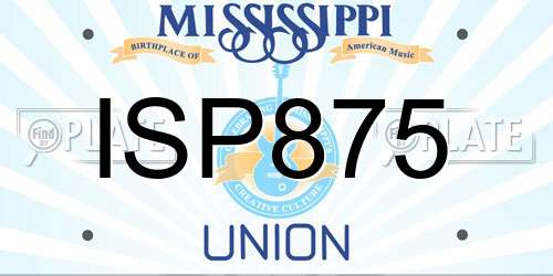 ISP875 Mississippi License Plate