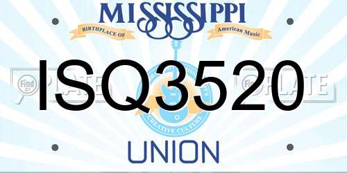 ISQ3520 Mississippi License Plate