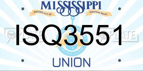 ISQ3551 Mississippi License Plate