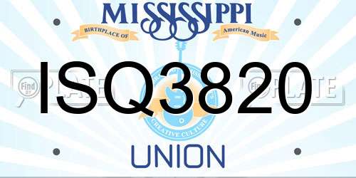 ISQ3820 Mississippi License Plate