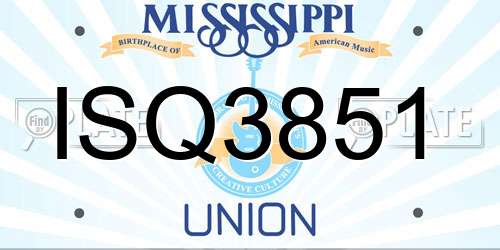 ISQ3851 Mississippi License Plate