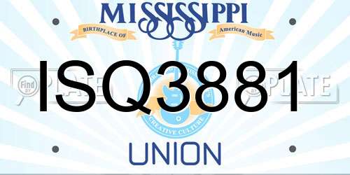 ISQ3881 Mississippi License Plate