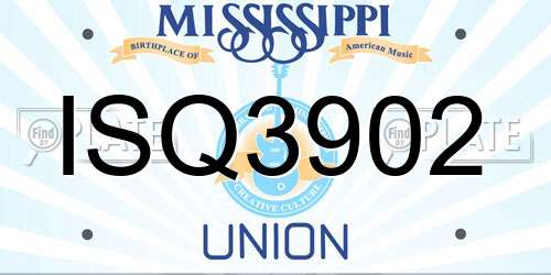 ISQ3902 Mississippi License Plate