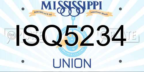 ISQ5234 Mississippi License Plate