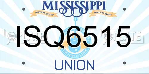 ISQ6515 Mississippi License Plate