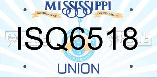 ISQ6518 Mississippi License Plate