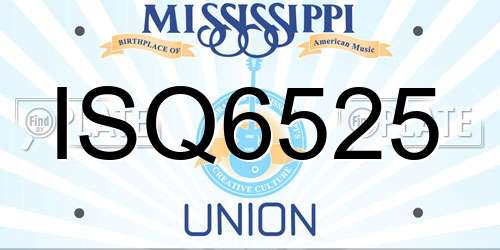 ISQ6525 Mississippi License Plate