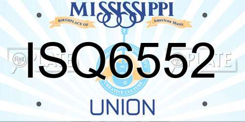 ISQ6552 Mississippi License Plate