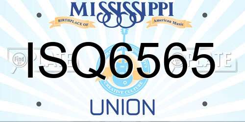 ISQ6565 Mississippi License Plate