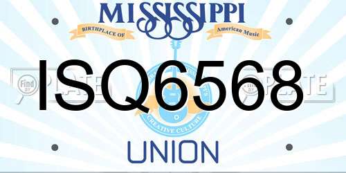 ISQ6568 Mississippi License Plate