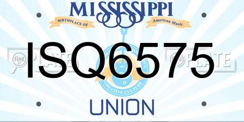 ISQ6575 Mississippi License Plate