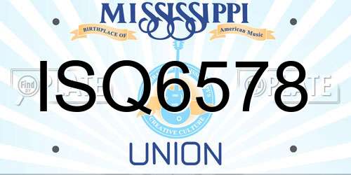 ISQ6578 Mississippi License Plate